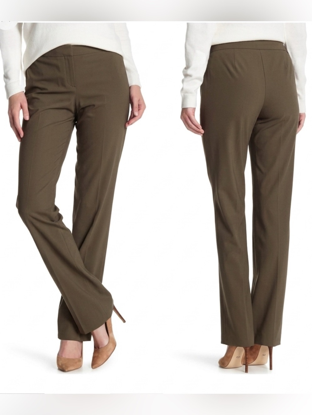 LAFAYETTE 148 Net York 
Stretch-Wool Wide Leg Pants Size 12 Brown